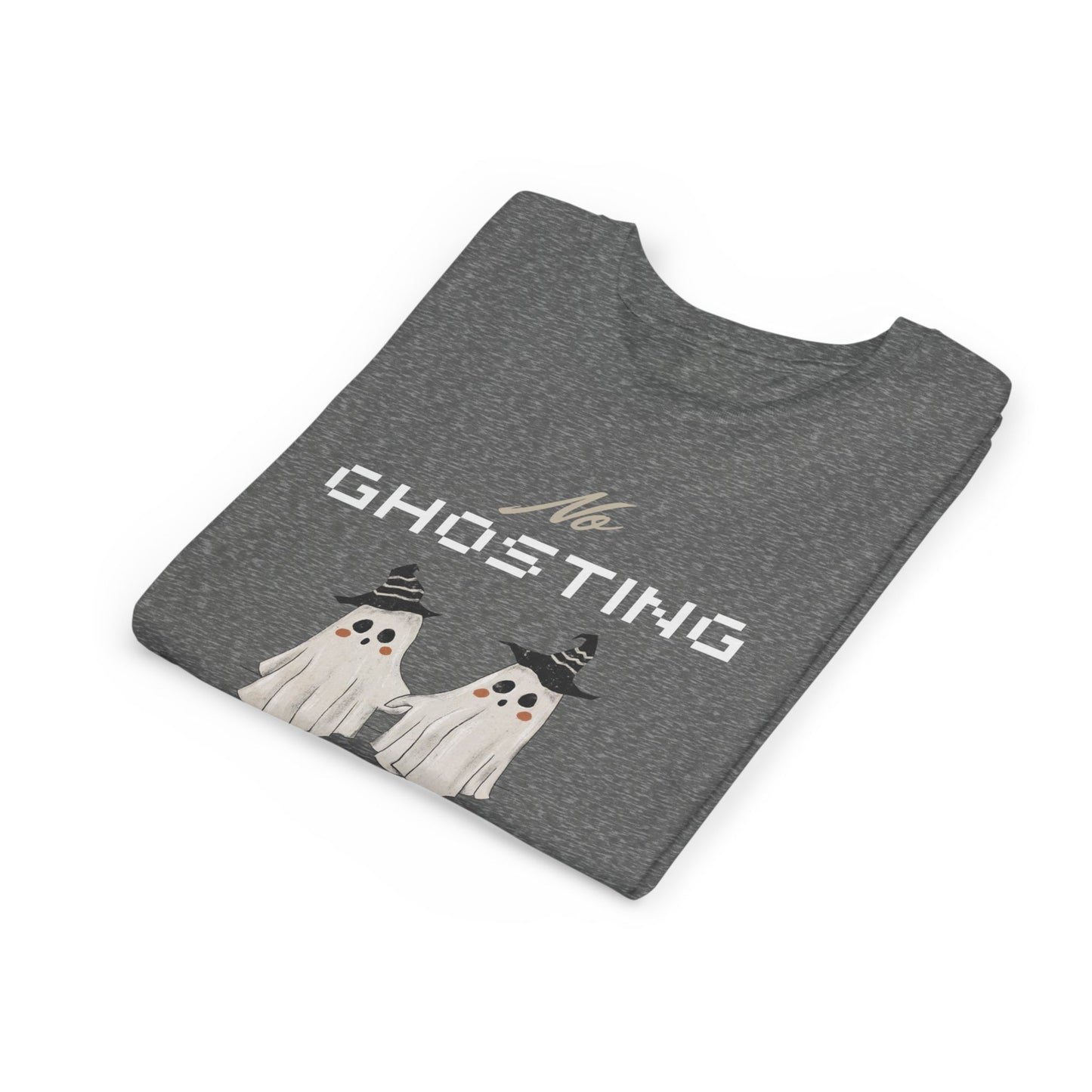 Youth Tee - "No Ghosting" Cute Ghost Kids Halloween T-Shirt