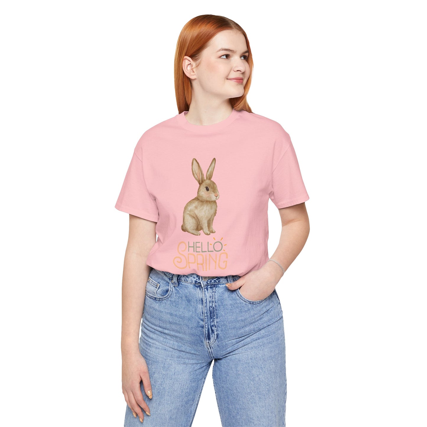 Hello Spring Bunny T-Shirt — Cute Watercolor Rabbit Spring Tee