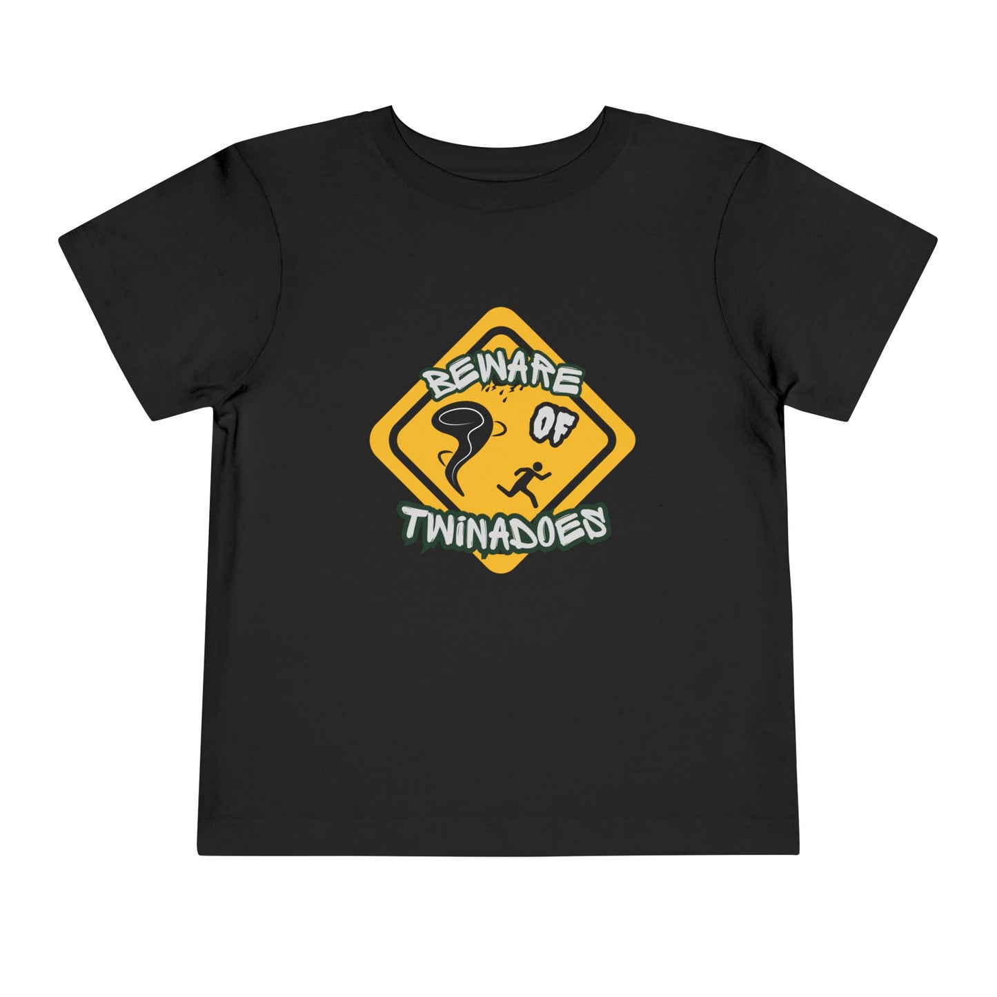 Toddler Tee — "Beware of Twinadoes" Yellow Warning Sign Kids Shirt
