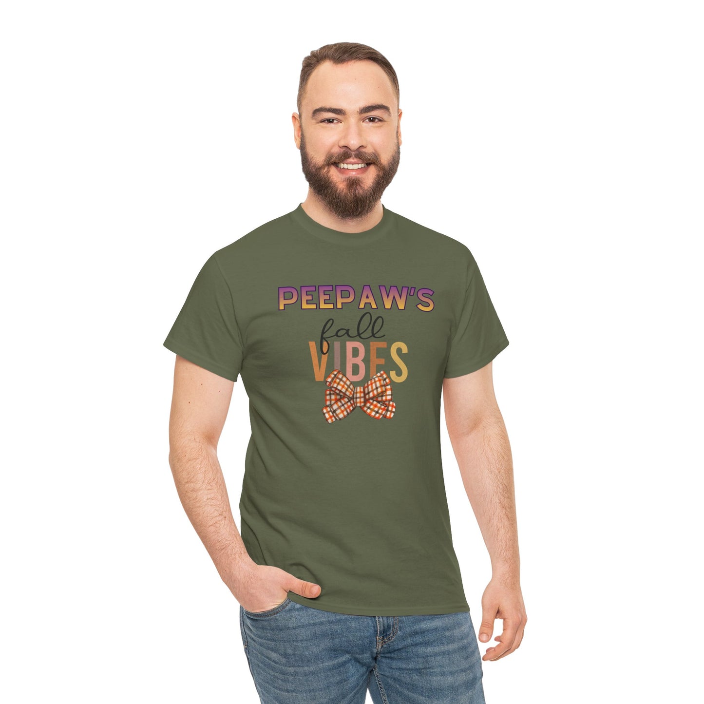Pepaw's Fall Vibes T-Shirt — Grandpa Autumn Plaid Bow Tee