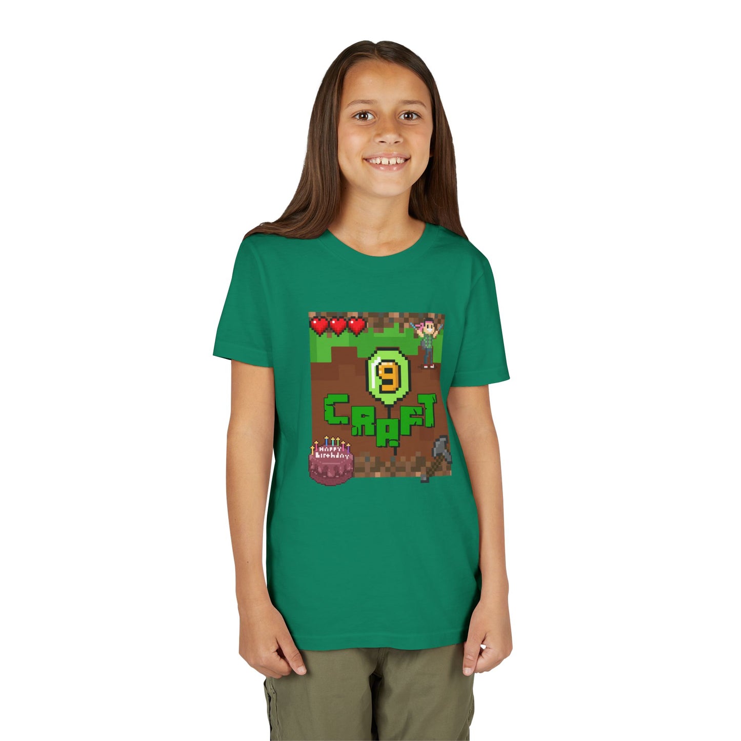 Minecraft-Style '9 Craft' Kids Tee — Birthday Gamer Shirt