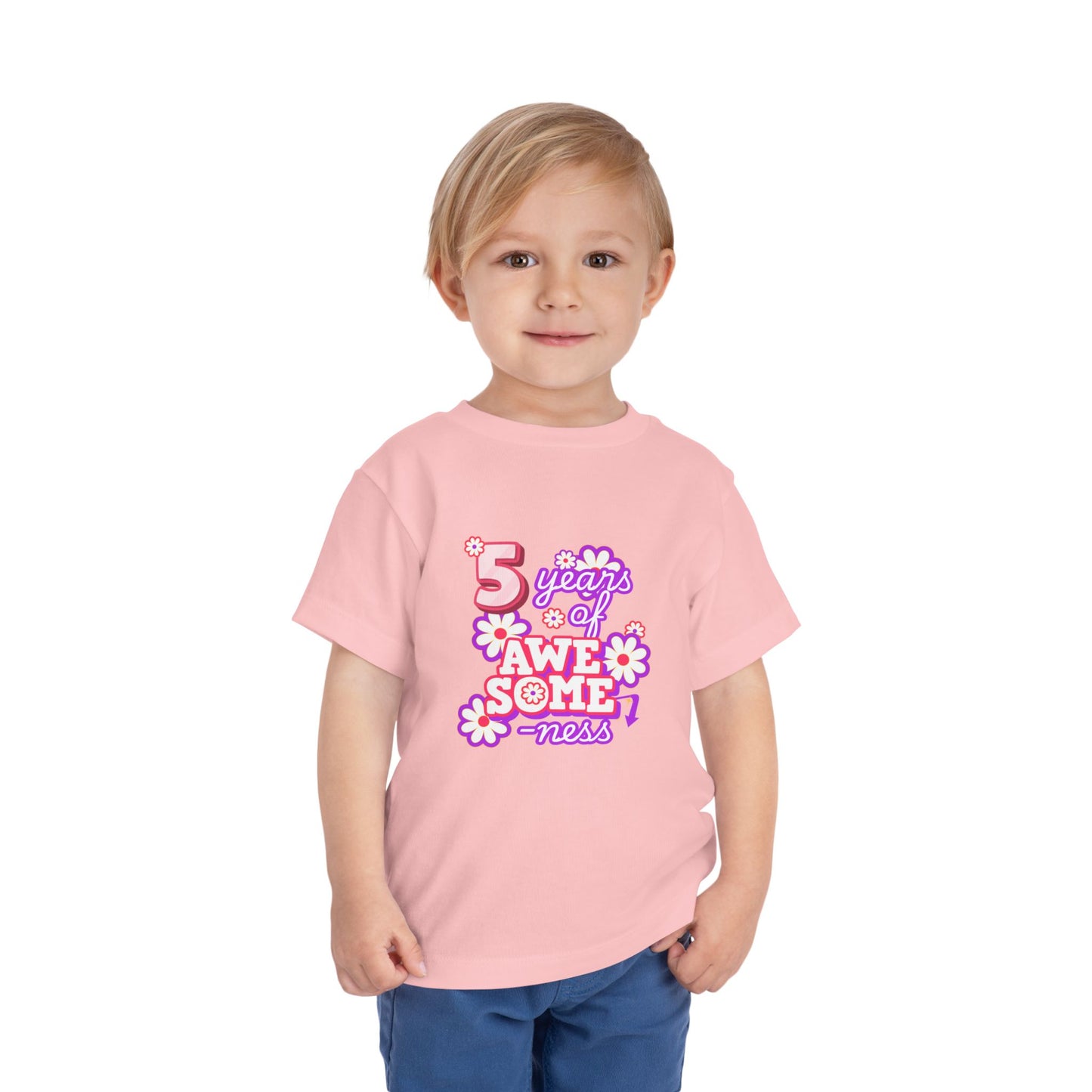 5th Birthday Tee — "5 Years of Awesomeness" Birthday Shirt (Girls)