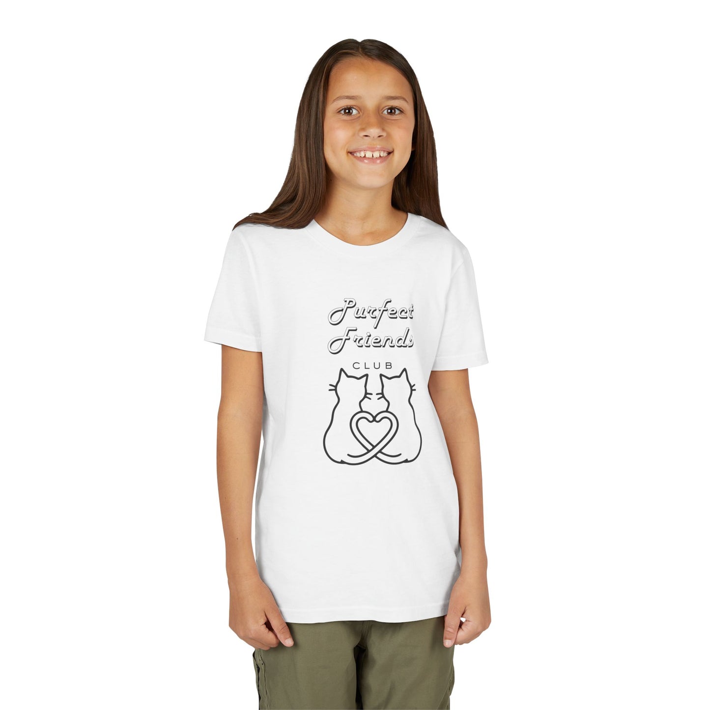 Youth Tee — "Purrfect Friends Club" Cat Graphic