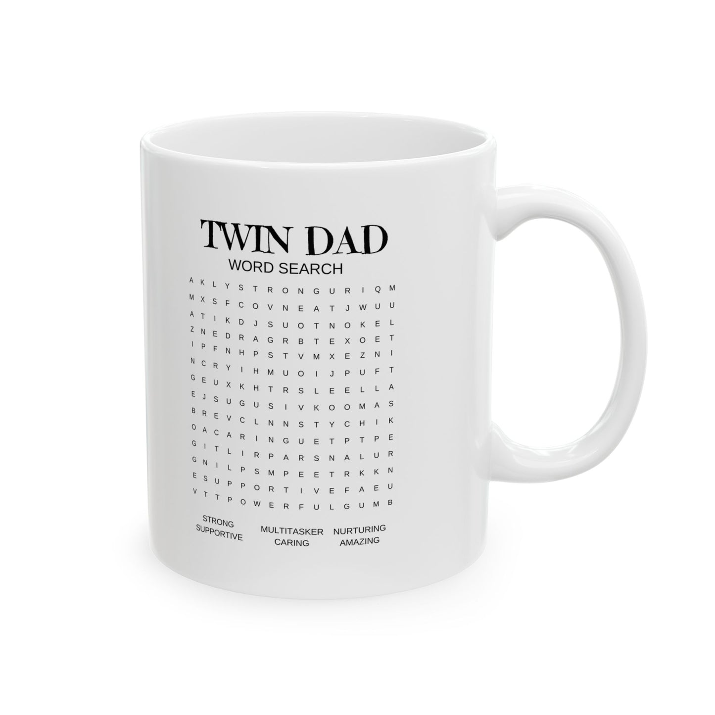 Twin Dad Word Search Ceramic Mug – Funny Puzzle Gift (11oz & 15oz)