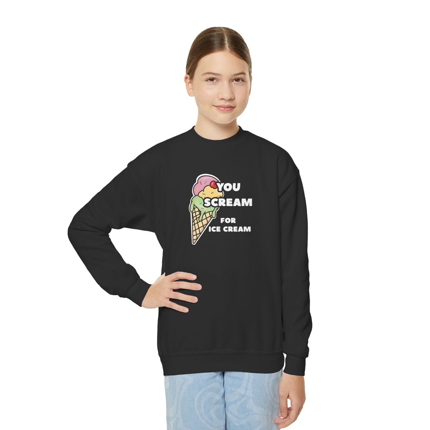Mix and Match- 'You Scream for Ice Cream', Fun Sweaters for Kids, Ice Cream Apparel, Birthday Theme, Summer Wear, Cute Youth Crewneck