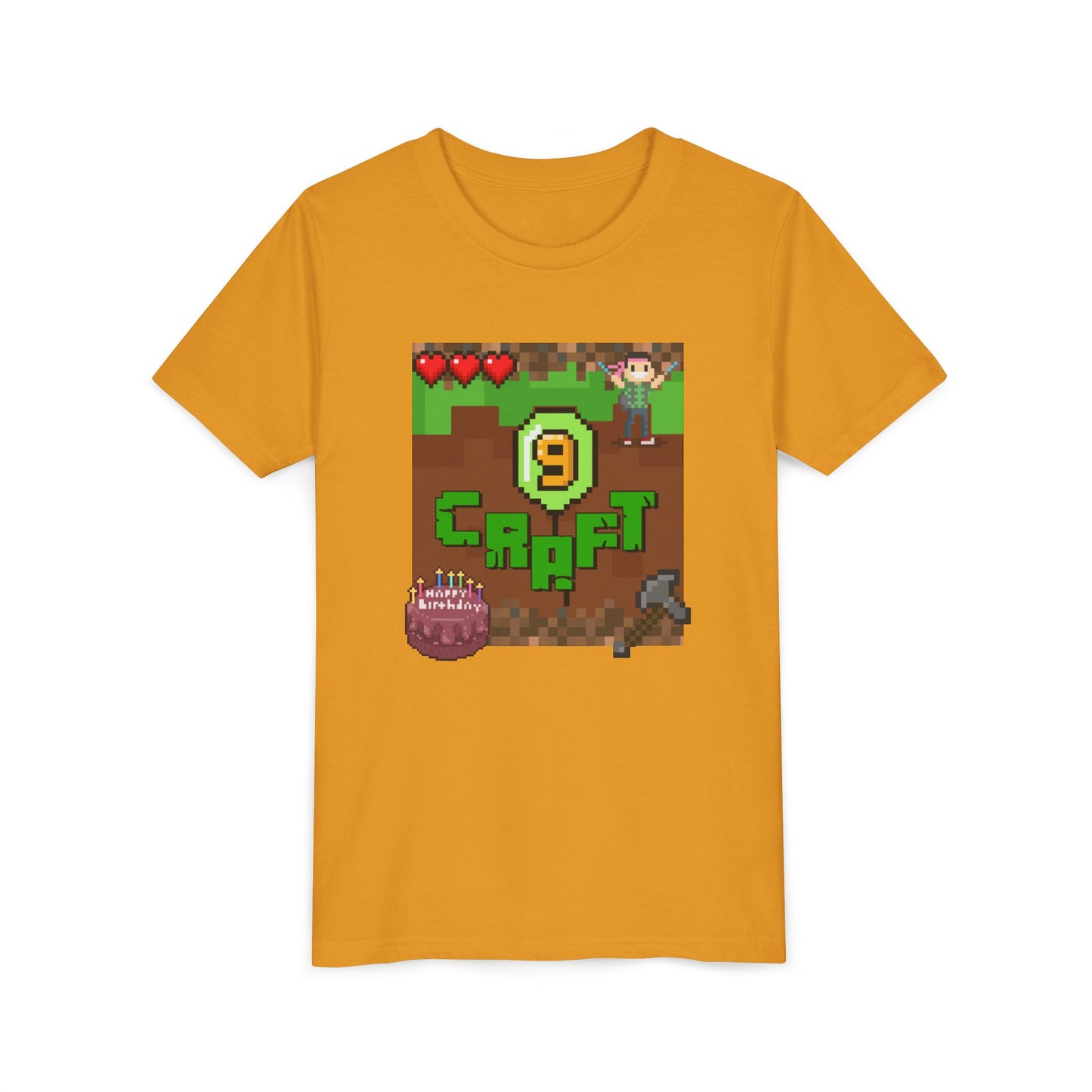 Minecraft-Style '9 Craft' Kids Tee — Birthday Gamer Shirt