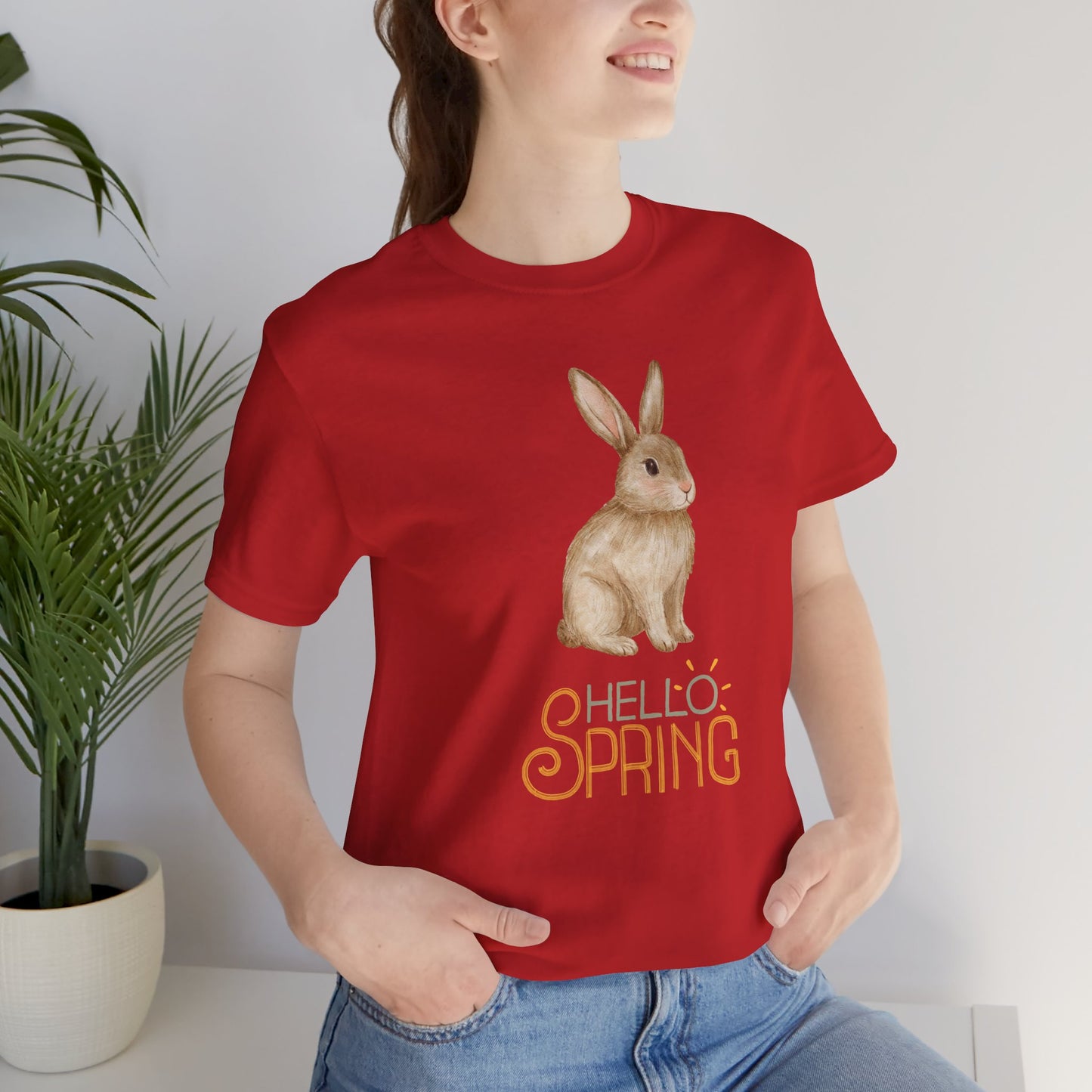 Hello Spring Bunny T-Shirt — Cute Watercolor Rabbit Spring Tee