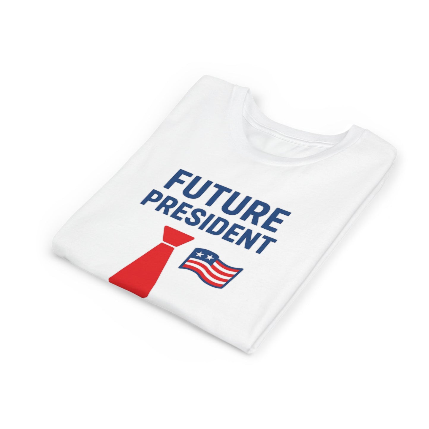 Youth Tee — "Future President" Patriotic Kids T-Shirt with Tie & Flag Design