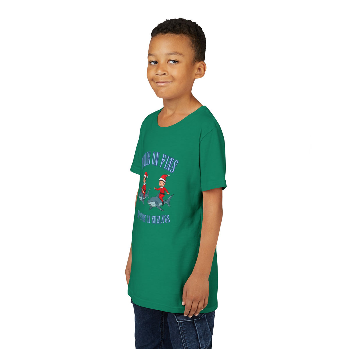 Twins on Fins- Shark Graphic Shirt- Elves on Shelves Parody
