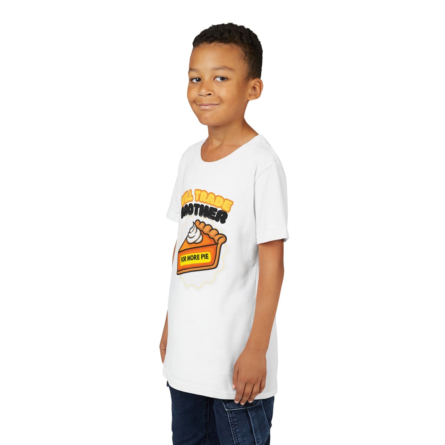 Youth Tee — "Will Trade Brother For More Pie" Thanksgiving Kids T-Shirt