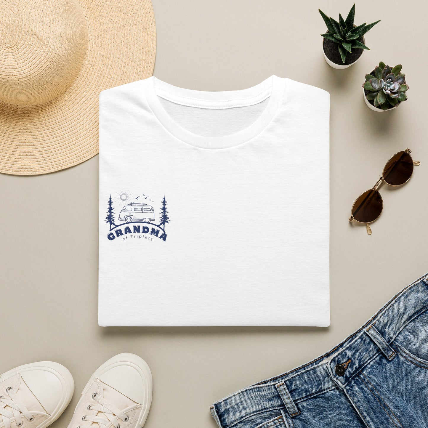 Grandma of Triplets - Camper Van Graphic-Front and Back Design