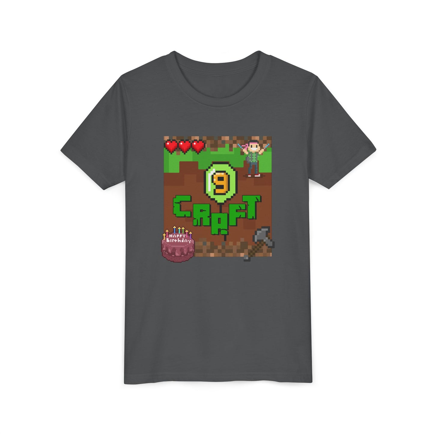 Minecraft-Style '9 Craft' Kids Tee — Birthday Gamer Shirt