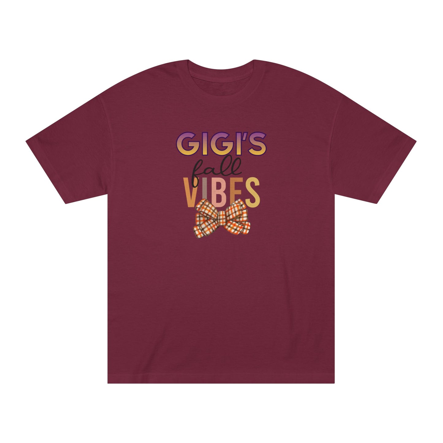 Gigi's Fall Vibes Tee — Plaid Bow Grandma Autumn Shirt