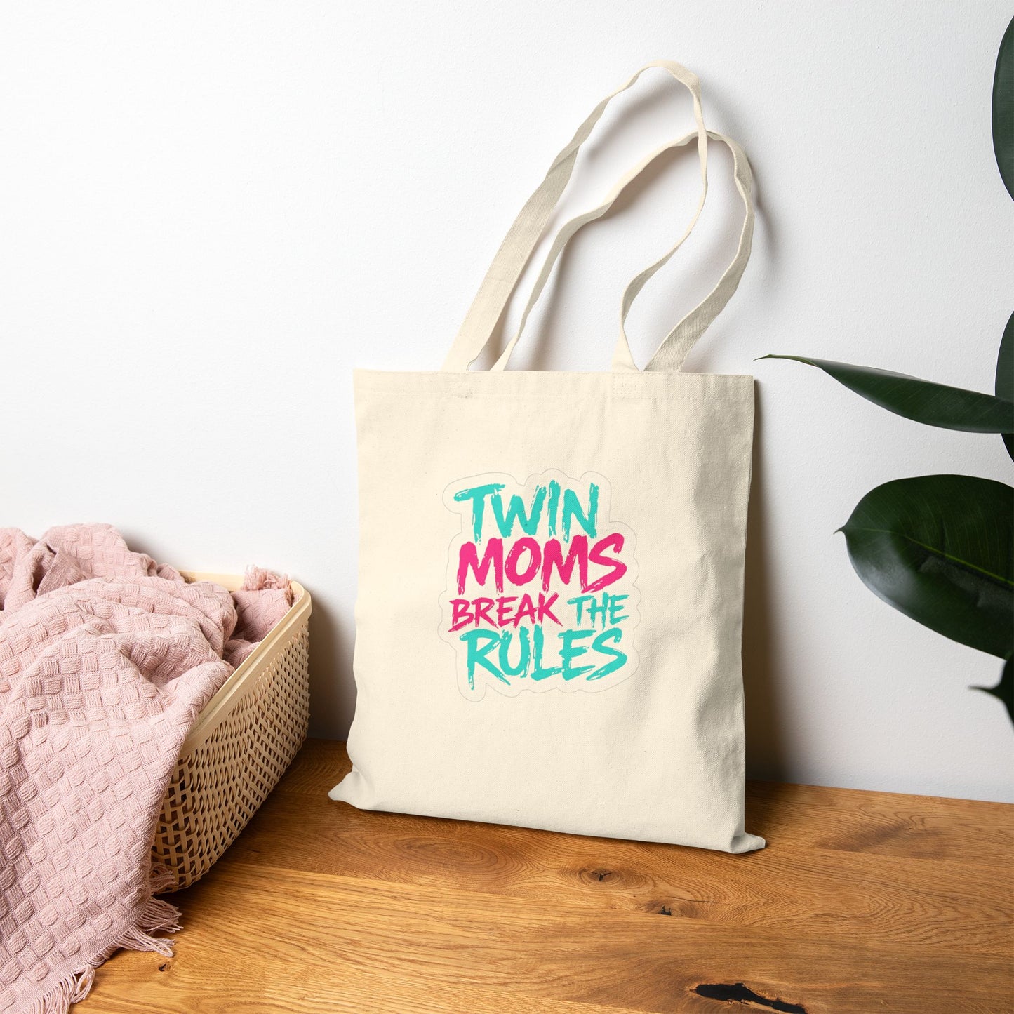 Twin Moms Break the Rules- Canvas Tote — Funny Mom Tote Bag for Twin Mothers