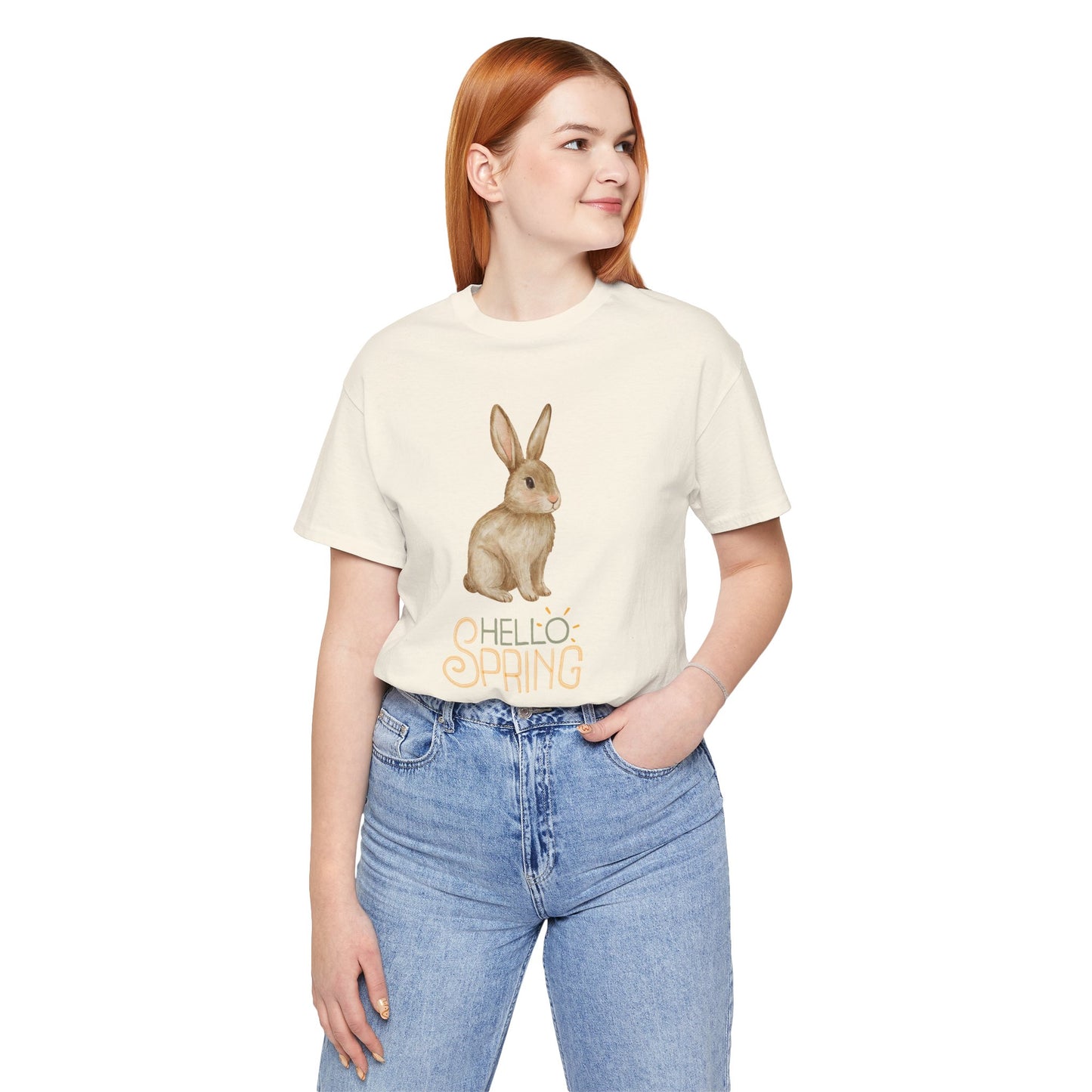 Hello Spring Bunny T-Shirt — Cute Watercolor Rabbit Spring Tee