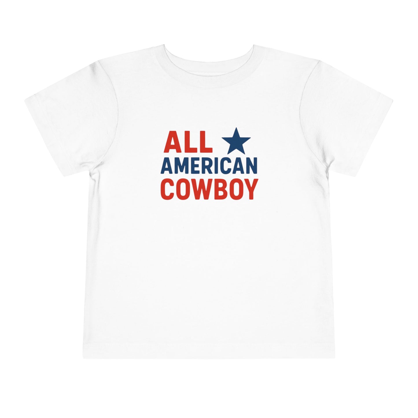 All American Cowboy Toddler Tee — Patriotic Kids Short Sleeve Shirt