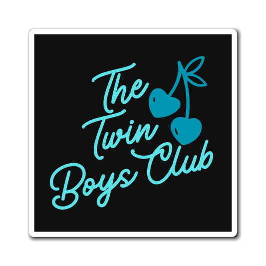 The Twin Boys Club Magnet — Retro Script Cherry Design