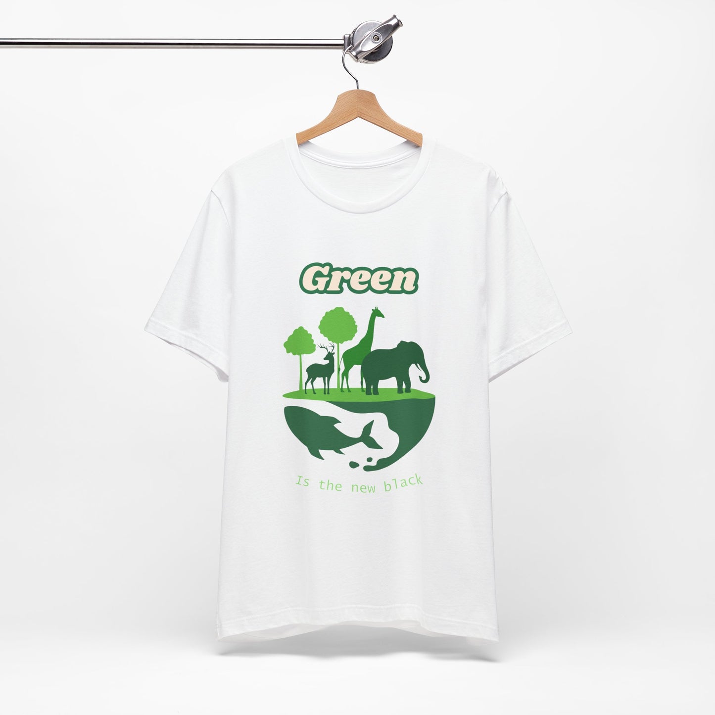 Green Mens Wildlife Conservation T-Shirt — "Green is the New Black" Eco Tee