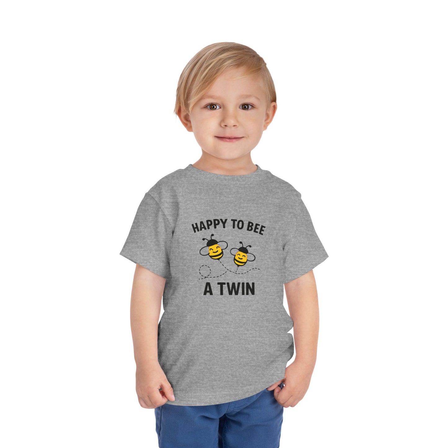 Happy To Bee A Twin Toddler Tee — Cute Bee Twins Shirt for Siblings
