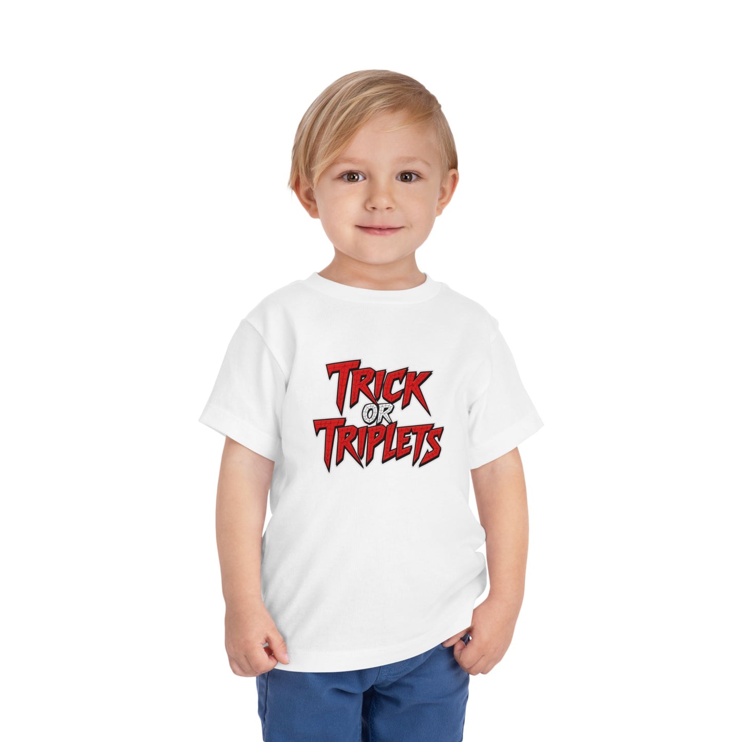 Triplet Toddler - Spiderman Shirt — "Trick or Triplets" Halloween Graphic (2 to 5 years old)