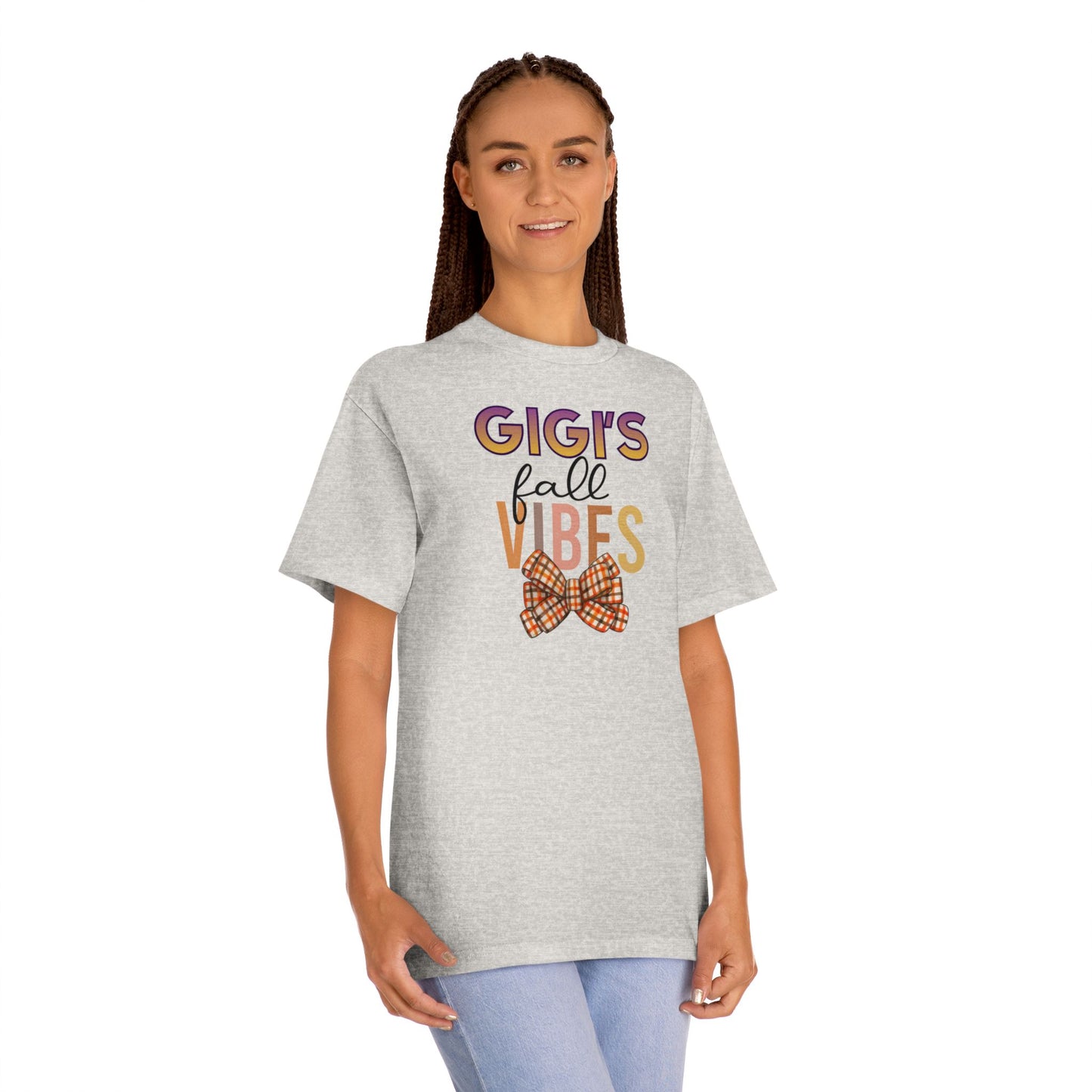 Gigi's Fall Vibes Tee — Plaid Bow Grandma Autumn Shirt