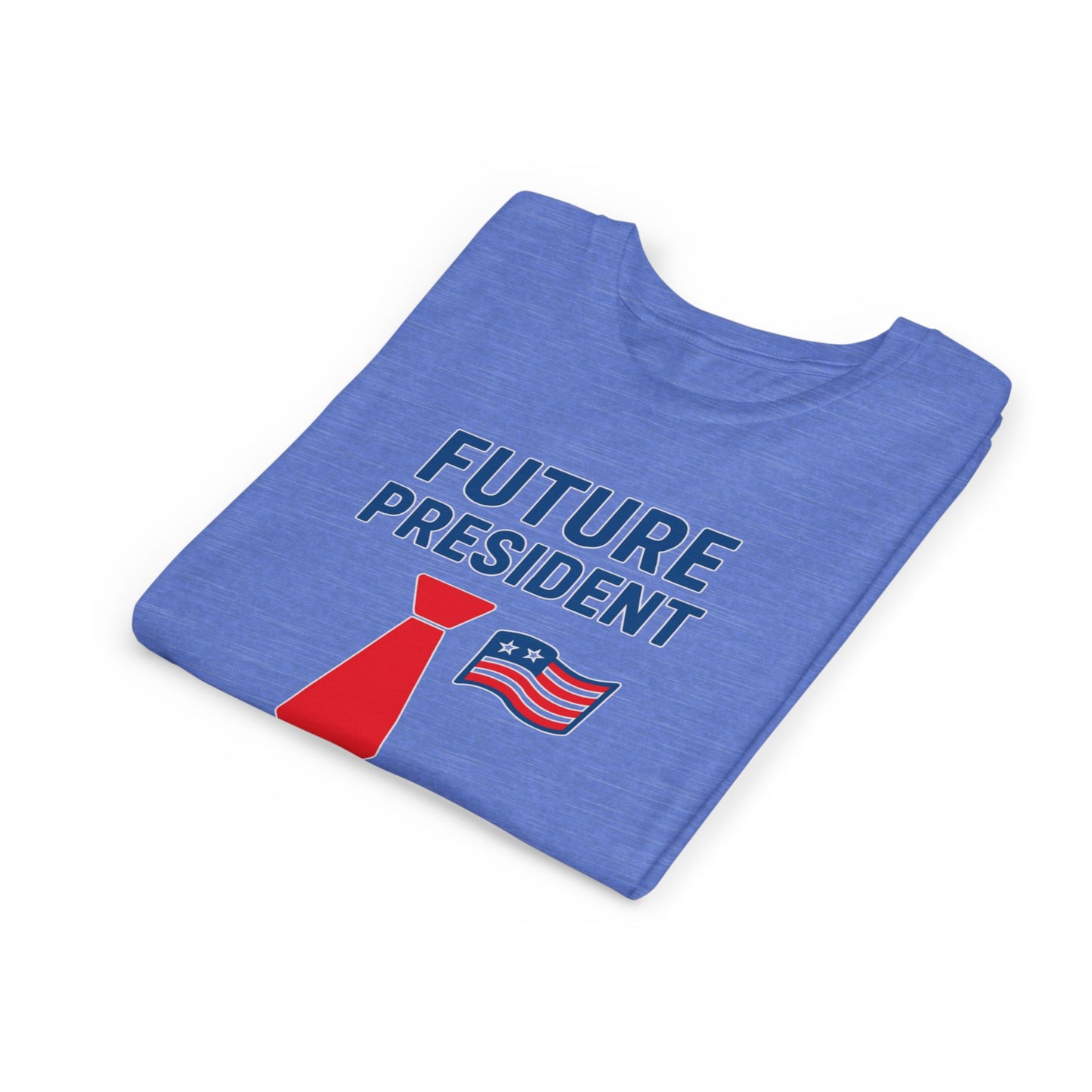 Youth Tee — "Future President" Patriotic Kids T-Shirt with Tie & Flag Design