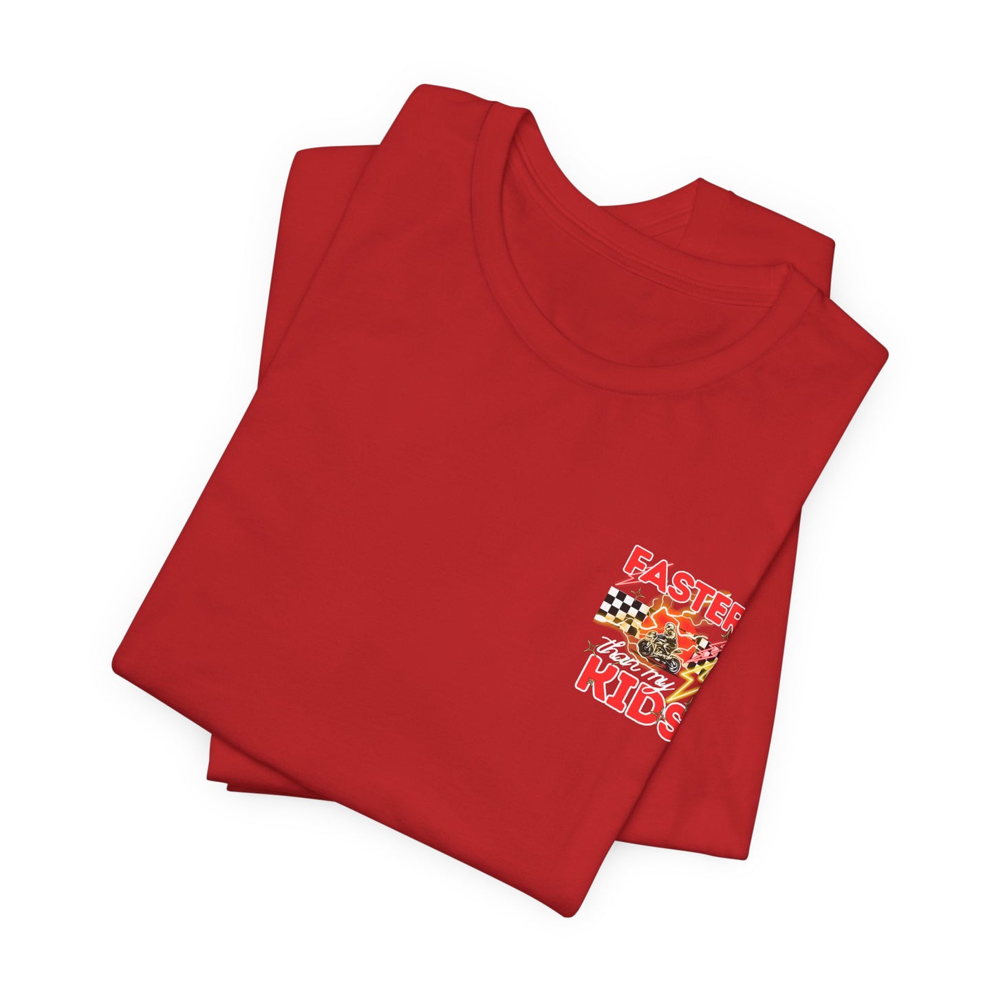 Faster Than My Kids Racing Tee — Motorcycle Retro Graphic Shirt