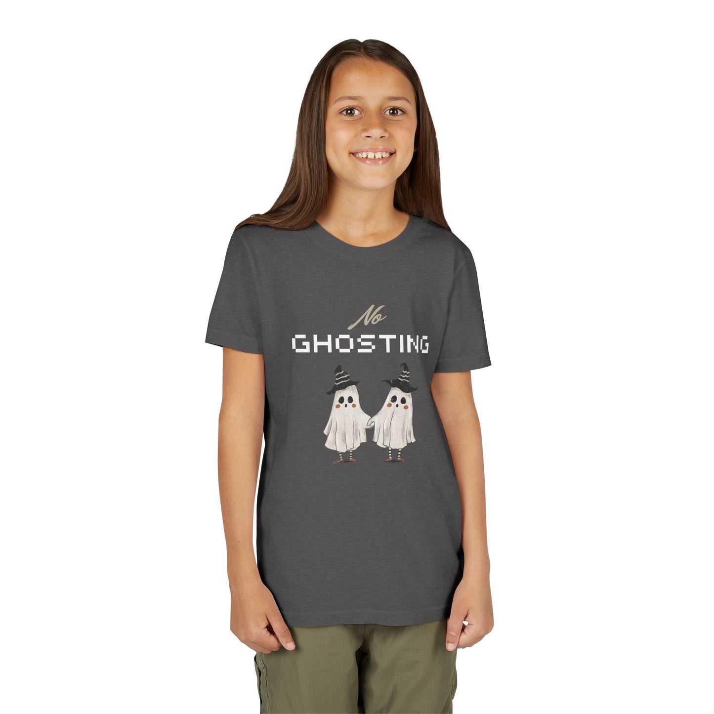 Youth Tee - "No Ghosting" Cute Ghost Kids Halloween T-Shirt