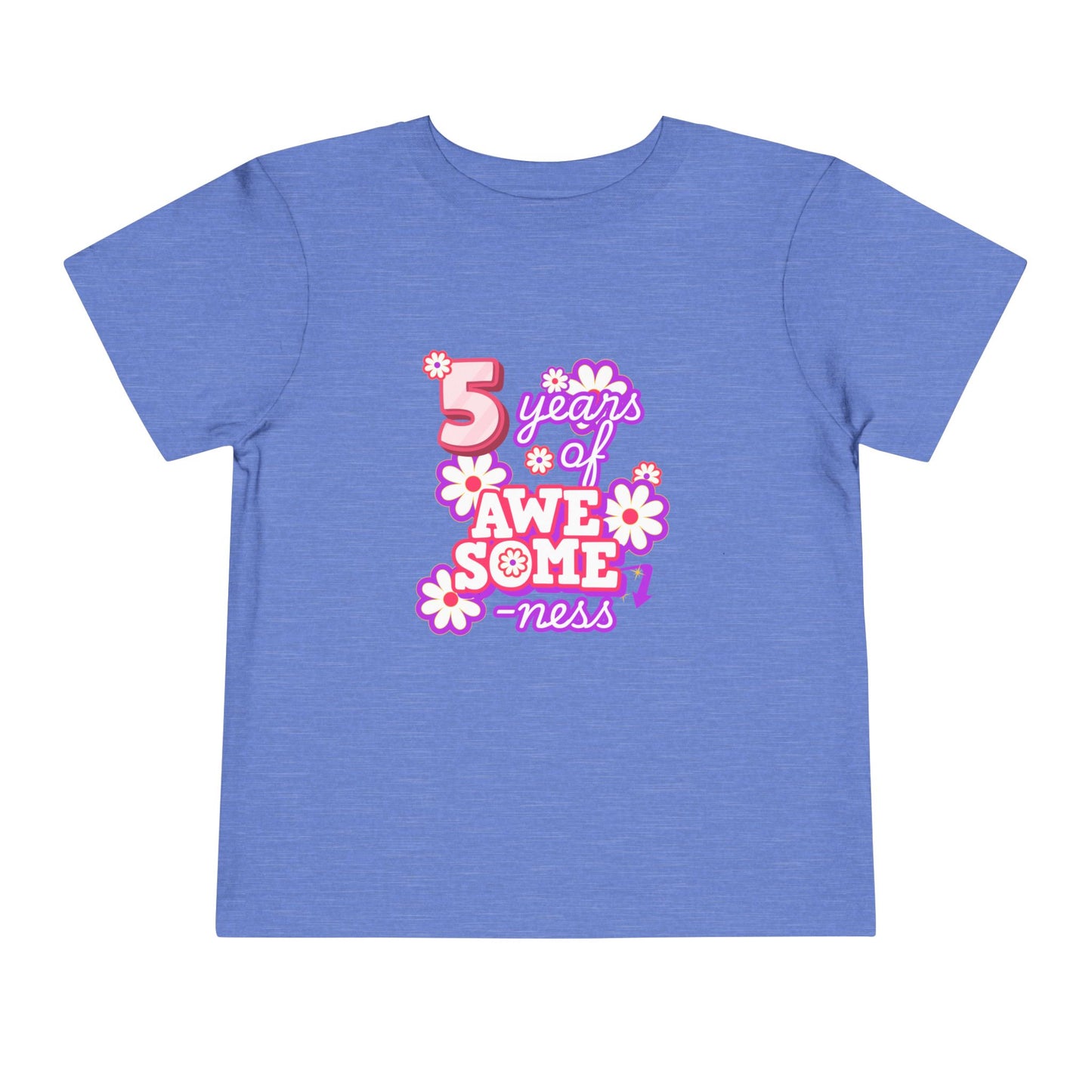 5th Birthday Tee — "5 Years of Awesomeness" Birthday Shirt (Girls)
