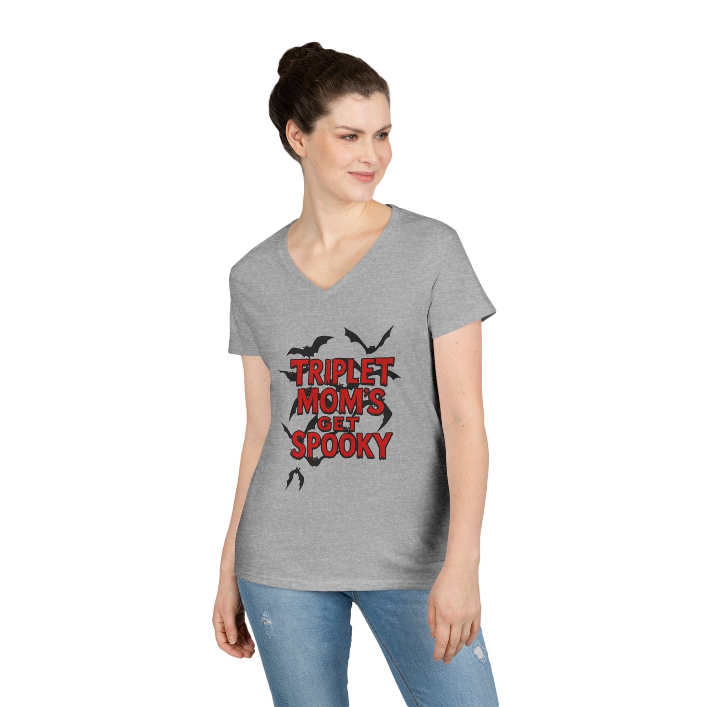 Triplet Moms Get Spooky V-Neck T-Shirt