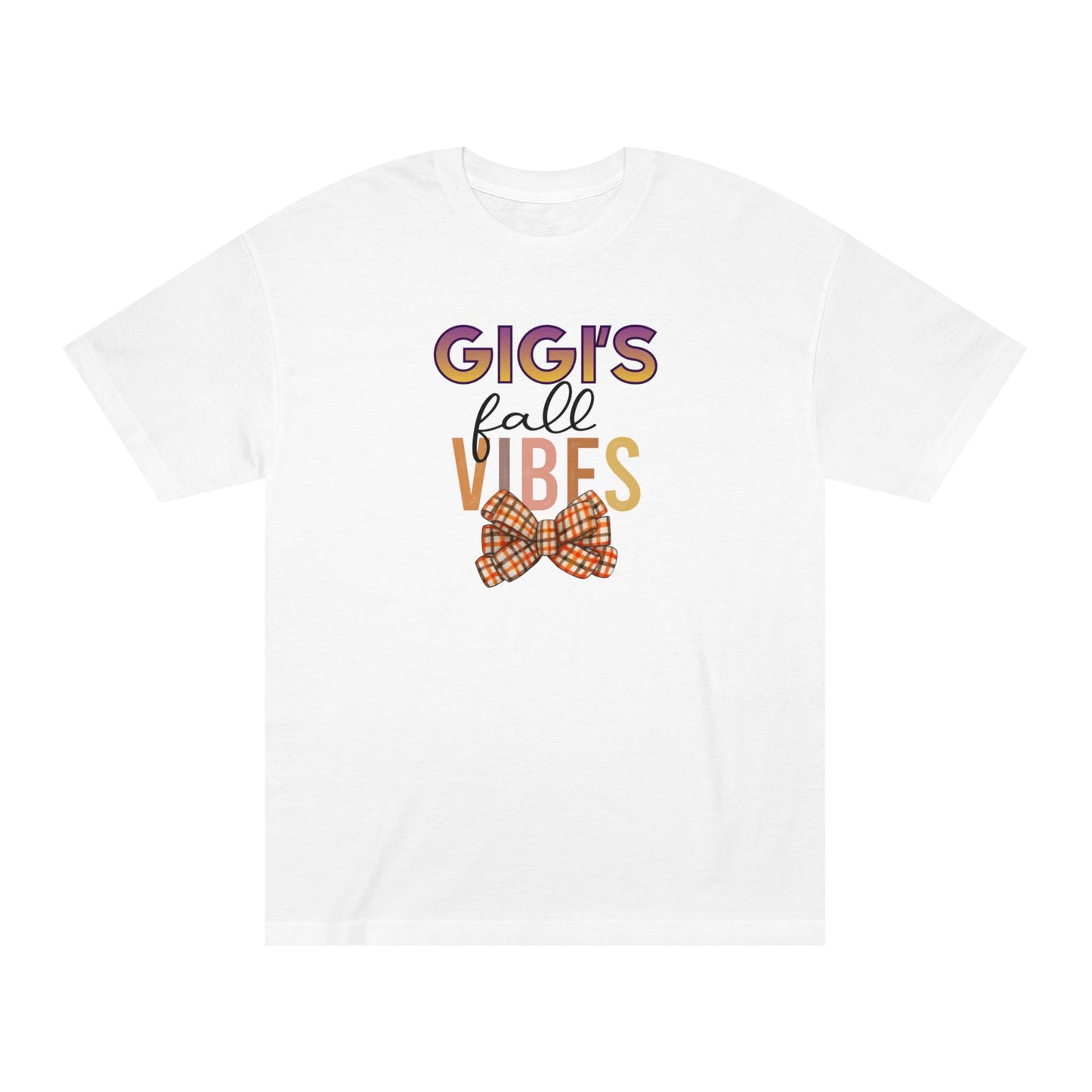 Gigi's Fall Vibes Tee — Plaid Bow Grandma Autumn Shirt