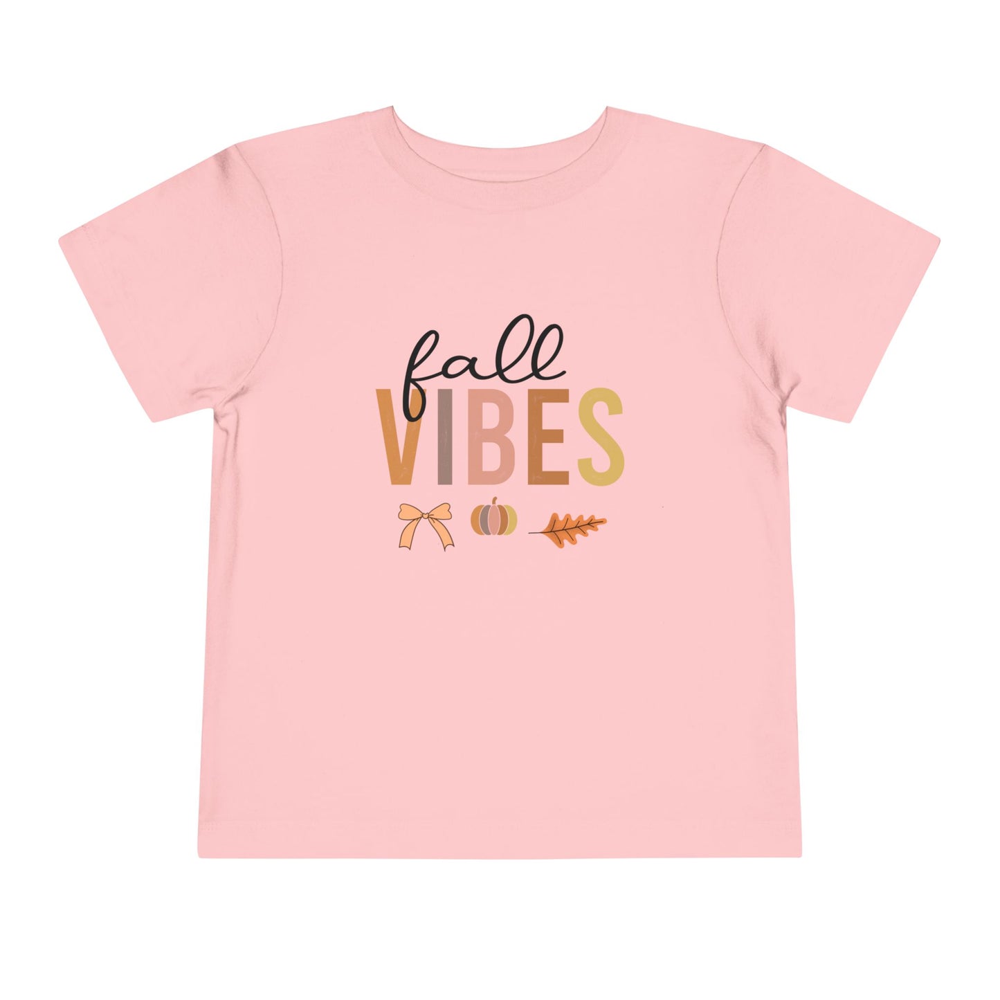 Toddler Tee – "Fall Vibes" Pumpkin & Leaf Autumn Graphic