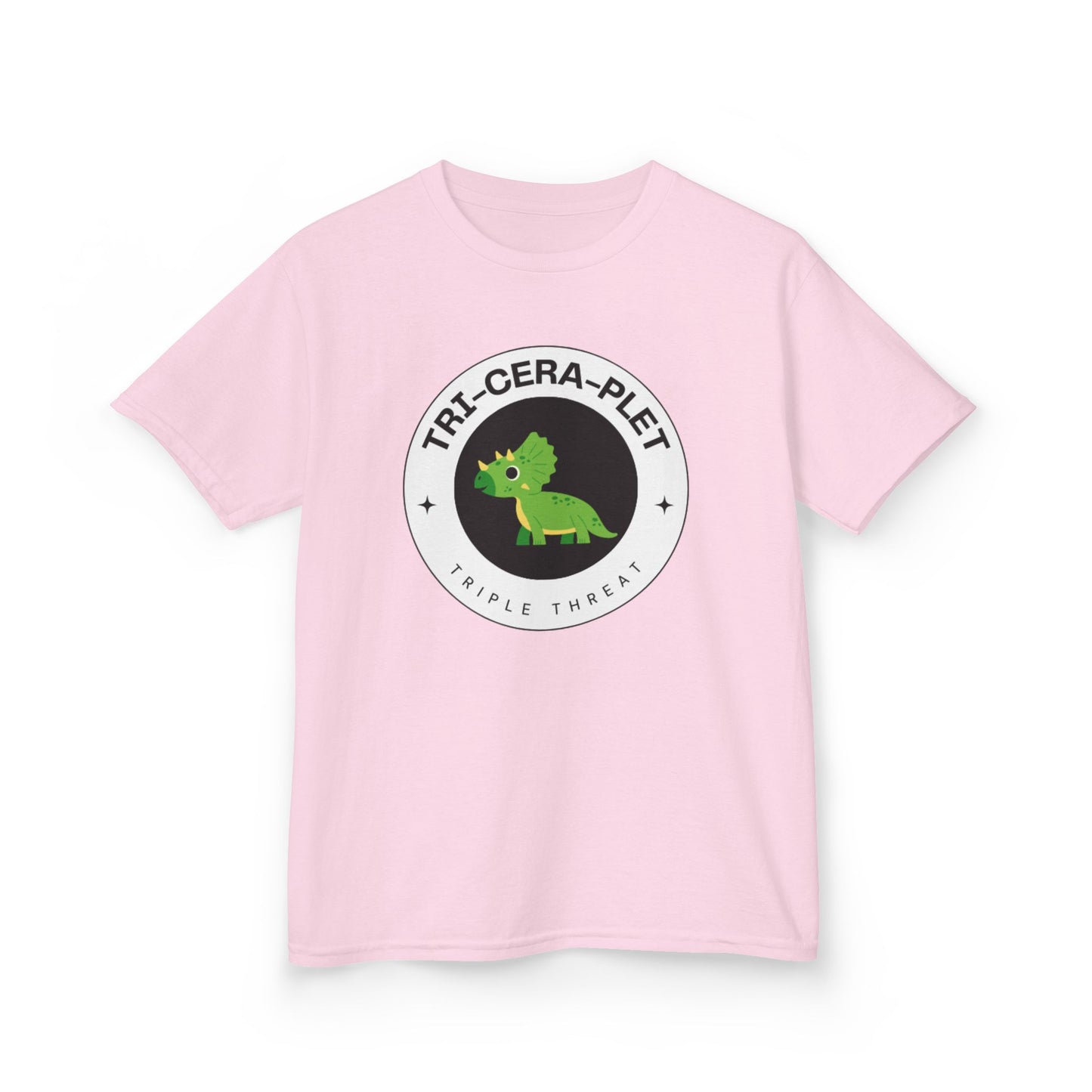 Tri-Cera-Plet Young Kids T-Shirt - Fun Dino Graphic T-Shirt for Triplets