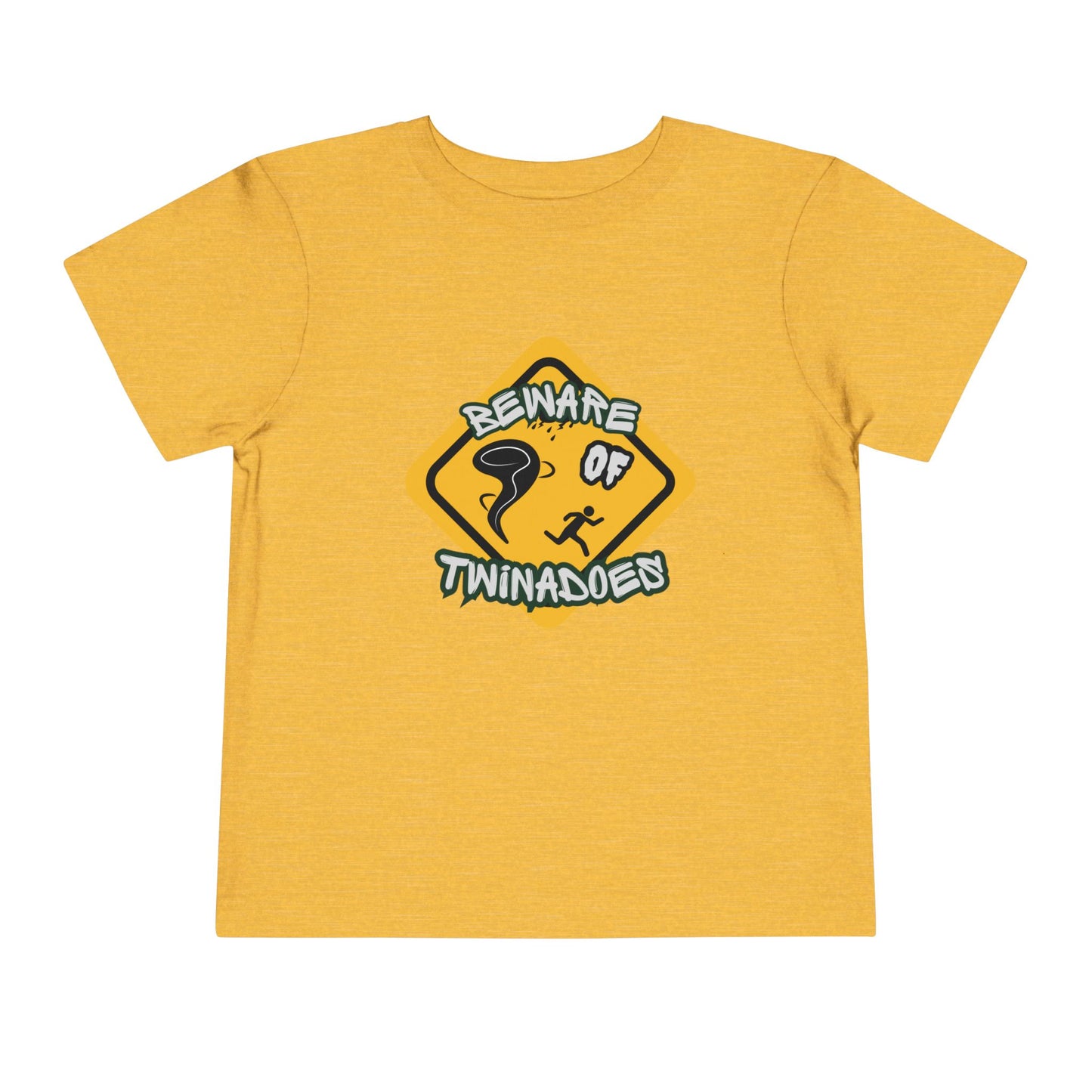 Toddler Tee — "Beware of Twinadoes" Yellow Warning Sign Kids Shirt