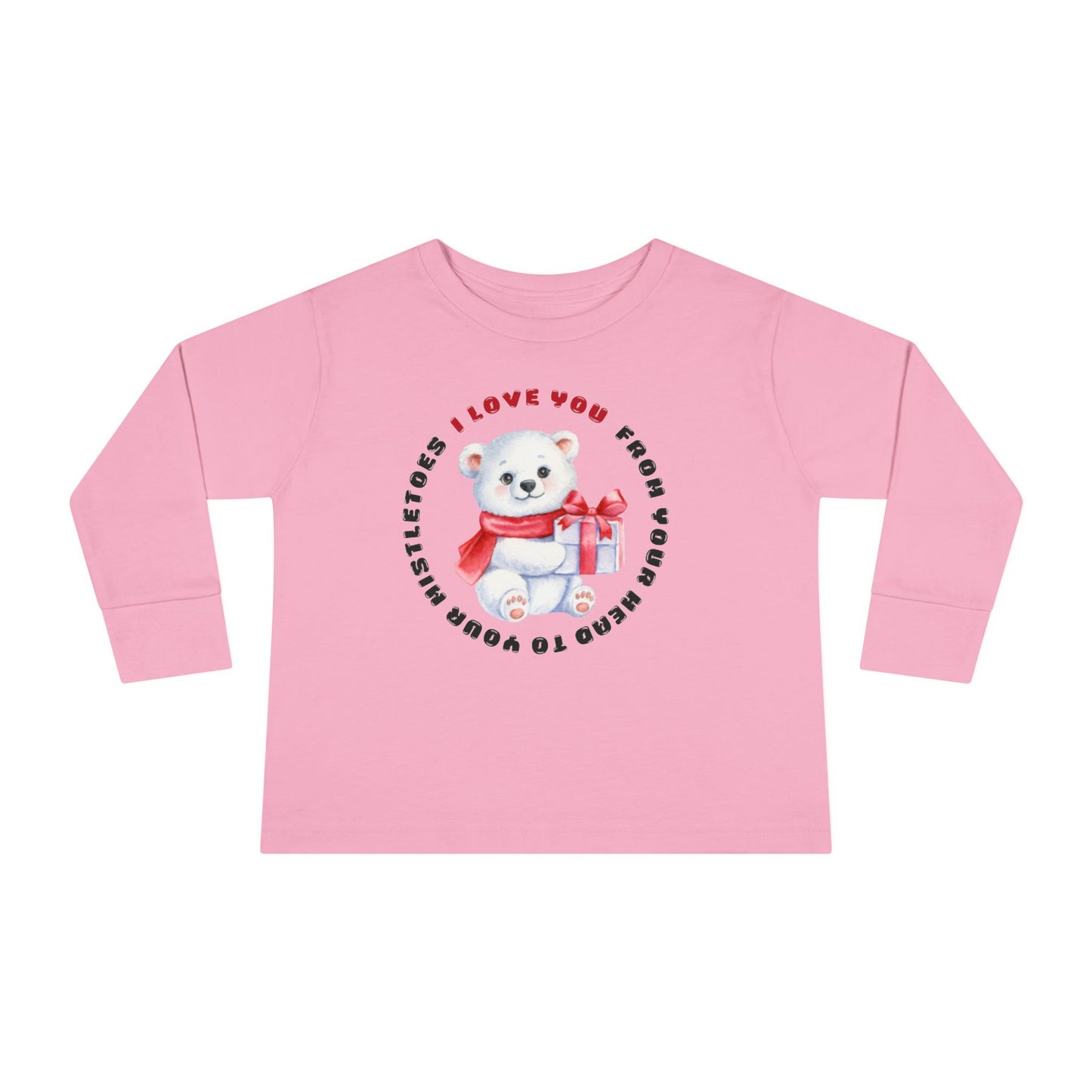 Toddler Long Sleeve Christmas Sweater  — 'I Love You from your head to your mistletoes' Polar Bear with Gift Decal