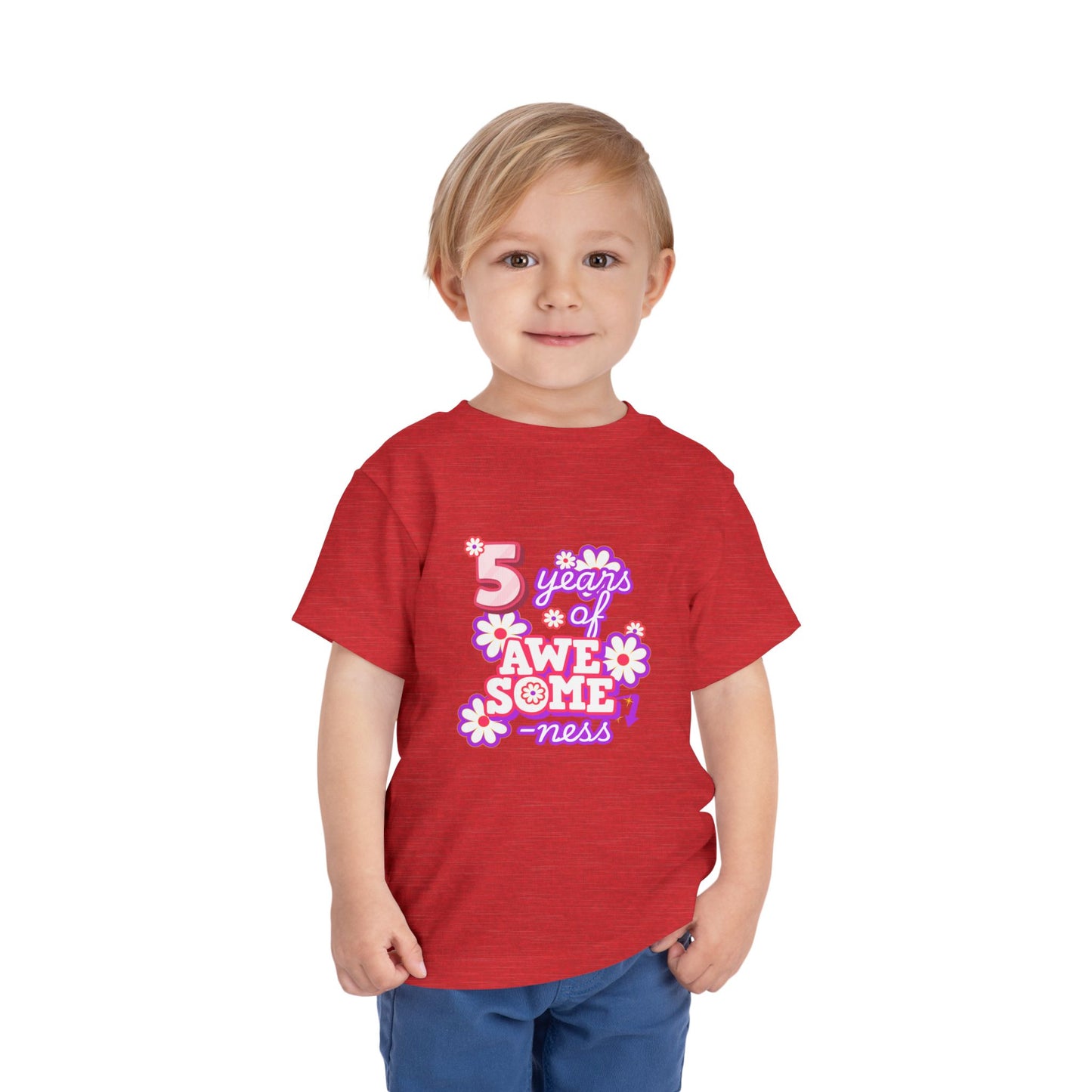 5th Birthday Tee — "5 Years of Awesomeness" Birthday Shirt (Girls)
