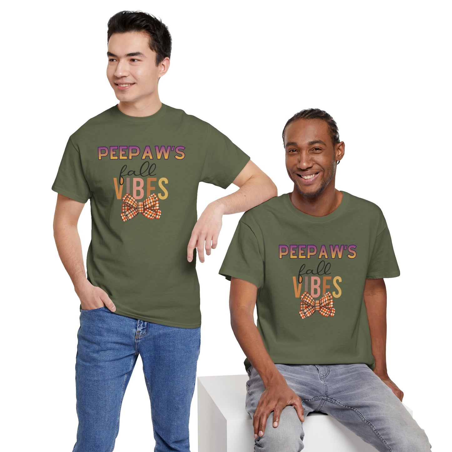 Pepaw's Fall Vibes T-Shirt — Grandpa Autumn Plaid Bow Tee
