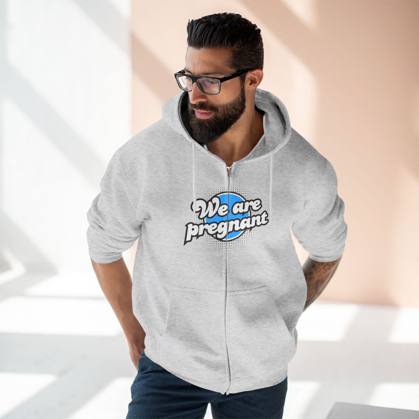 Unisex Zip Hoodie for Expecting Parents, We Are Pregnant Sweatshirt, Maternity Gift, Baby Announcement Apparel, Cozy Pregnancy Wear