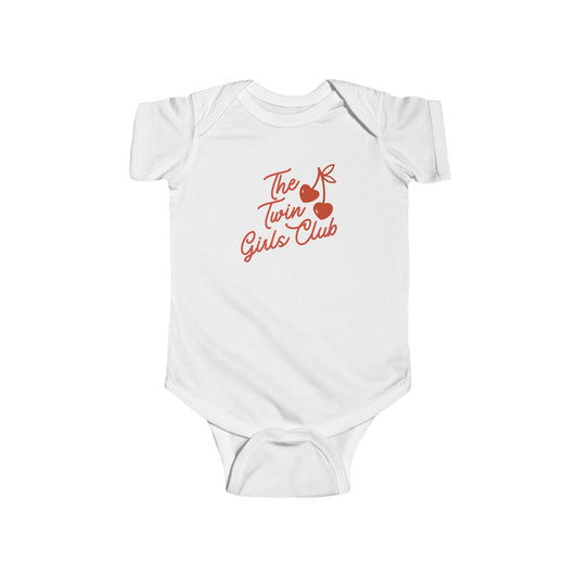 The Twin Girls Club Baby Bodysuit — Cute Cherry Graphic Infant Onesie