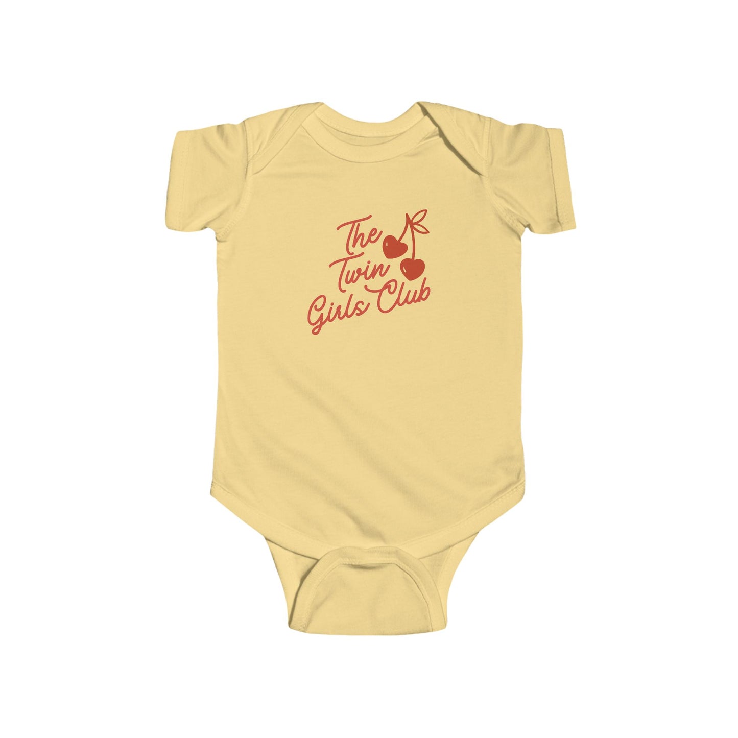 The Twin Girls Club Baby Bodysuit — Cute Cherry Graphic Infant Onesie