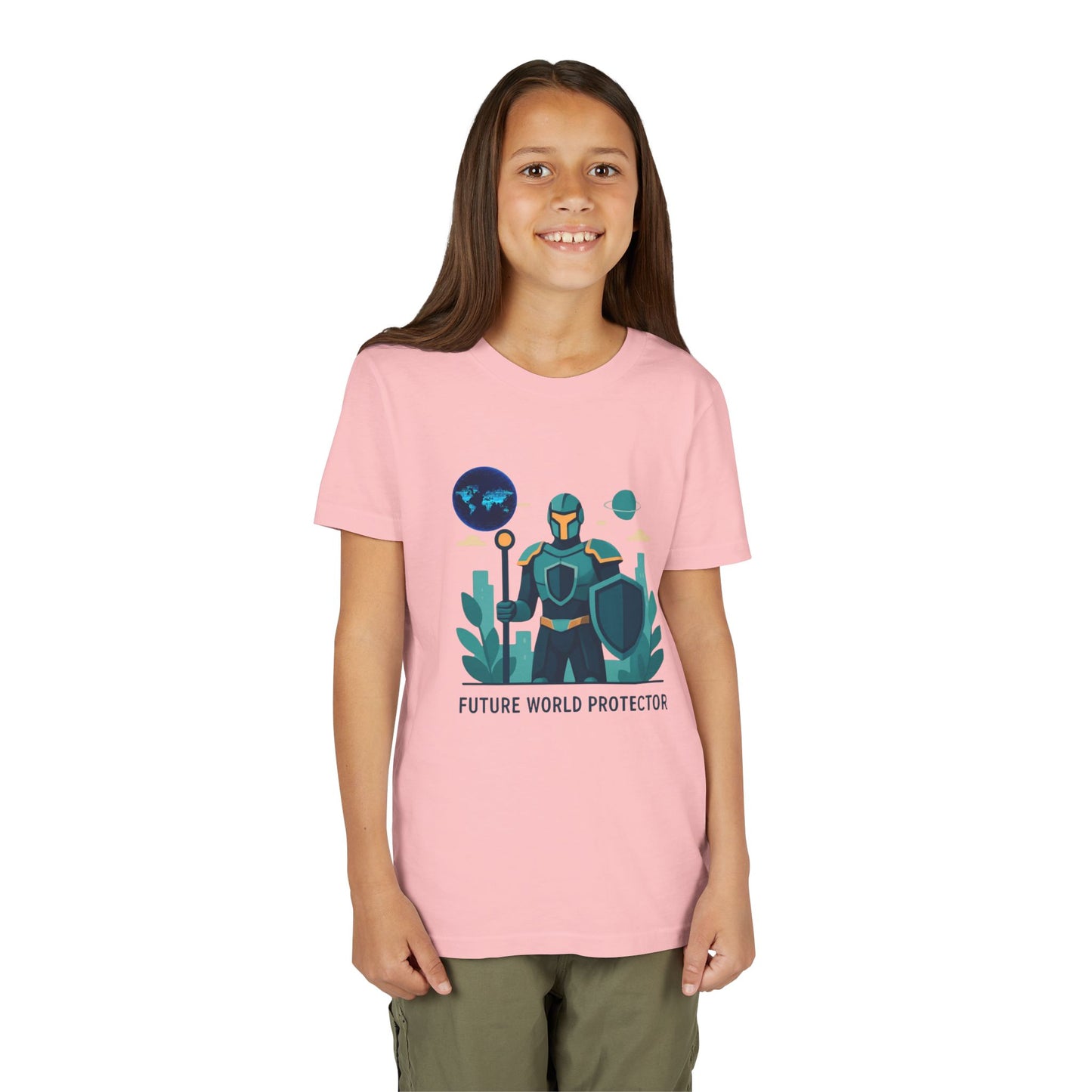 Youth Tee — "Future World Protector" Space Knight Graphic Shirt