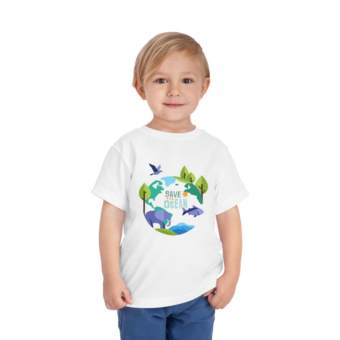 Toddler Tee - "Save the Ocean" Eco Wildlife Graphic