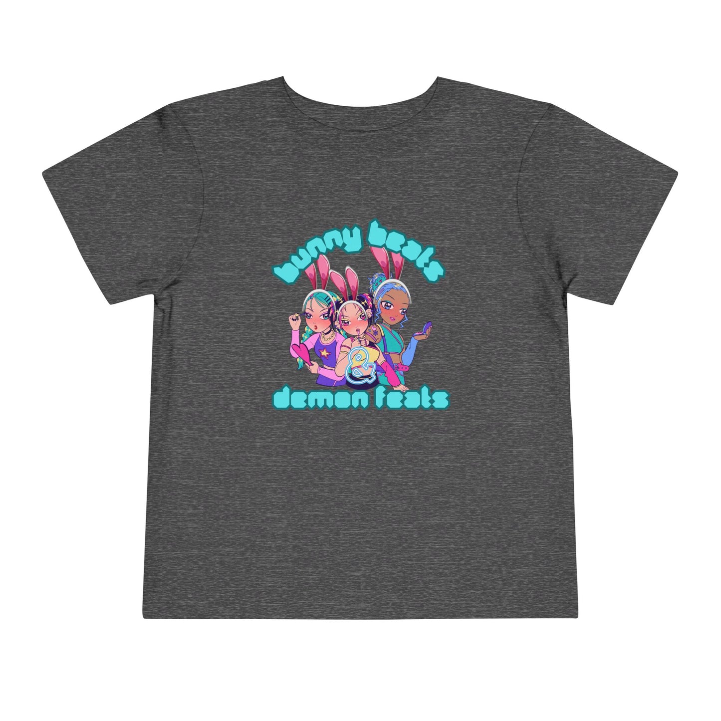 Kids 2-5 years K-Pop Anime Easter Tee - "bunny beats and demon feats" slogan