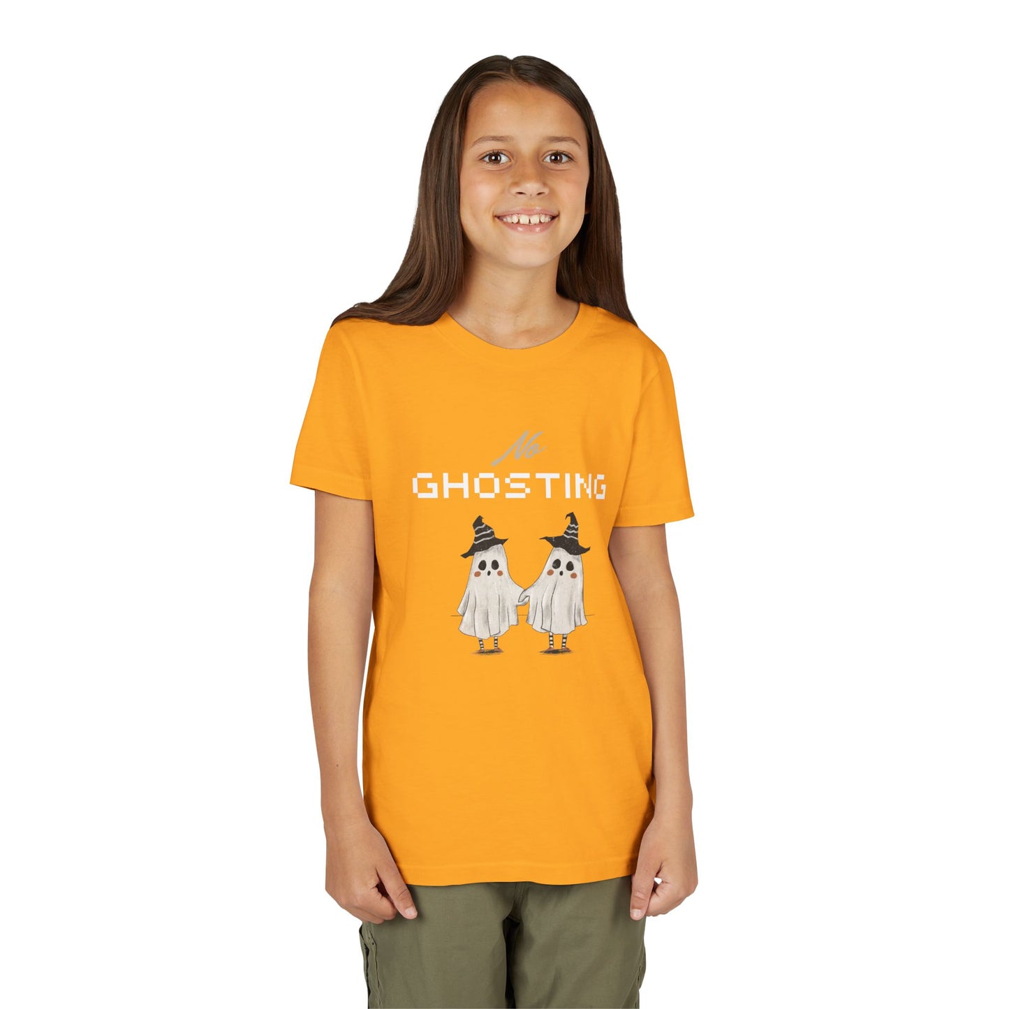 Youth Tee - "No Ghosting" Cute Ghost Kids Halloween T-Shirt