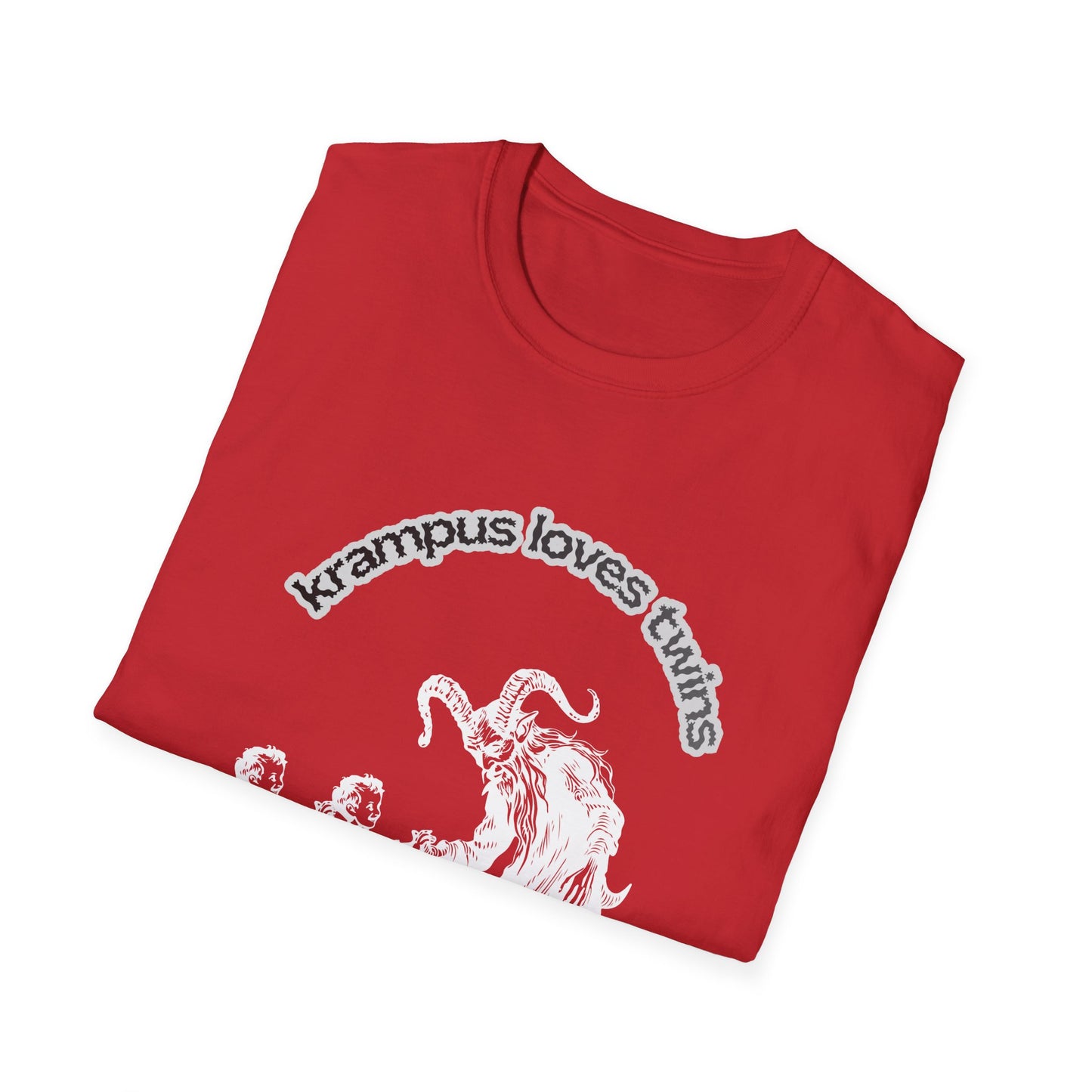 Krampus Loves Twins- Horror Theme Twin Parent Shirt — Funny Gothic Holiday Tee