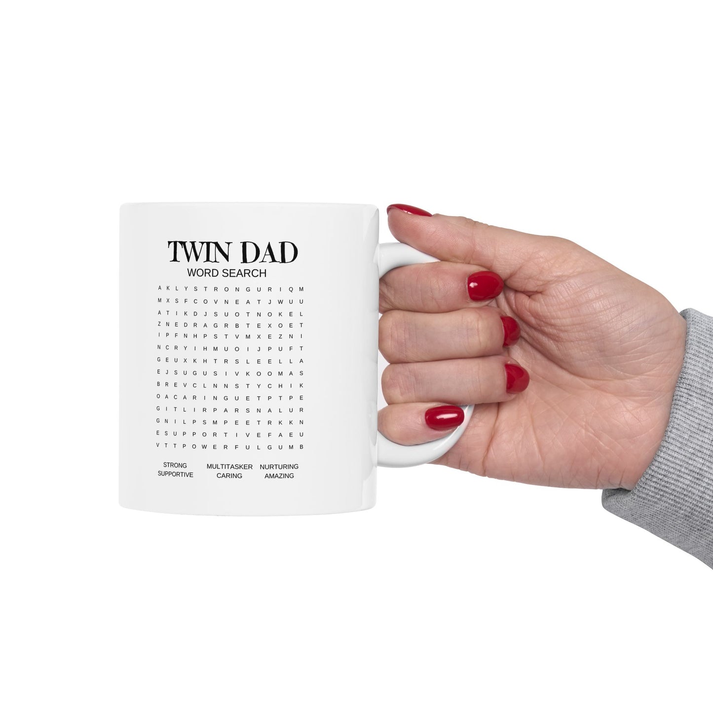 Twin Dad Word Search Ceramic Mug – Funny Puzzle Gift (11oz & 15oz)