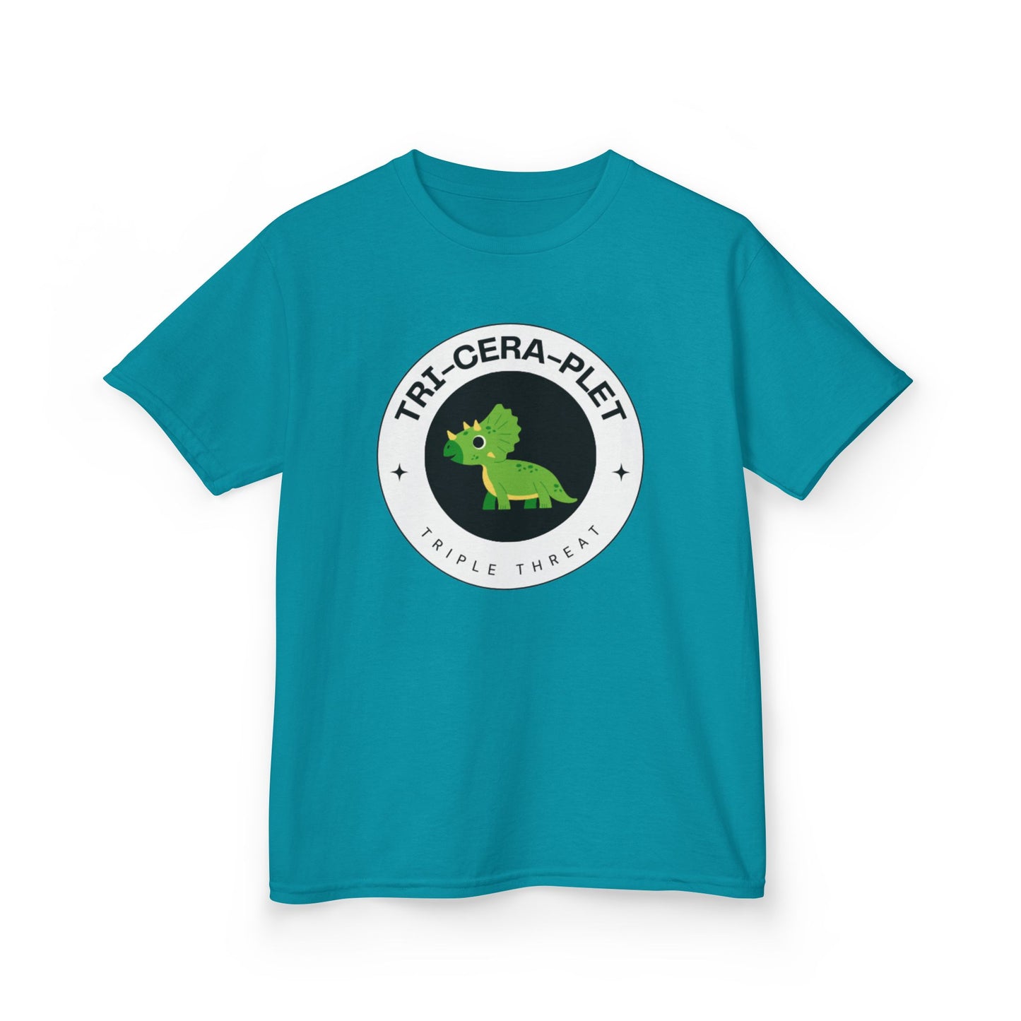 Tri-Cera-Plet Young Kids T-Shirt - Fun Dino Graphic T-Shirt for Triplets