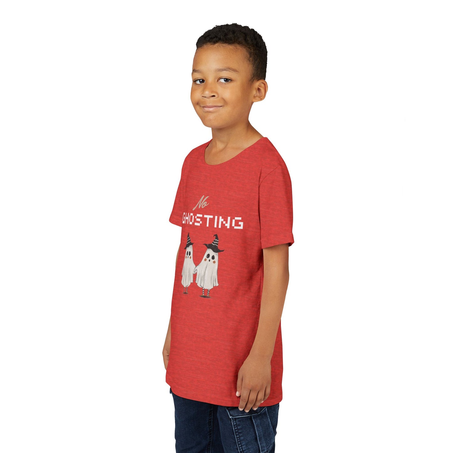 Youth Tee - "No Ghosting" Cute Ghost Kids Halloween T-Shirt