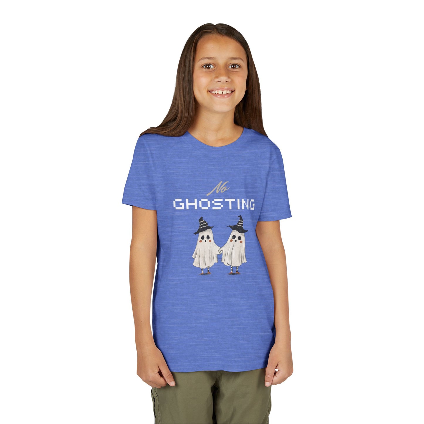 Youth Tee - "No Ghosting" Cute Ghost Kids Halloween T-Shirt