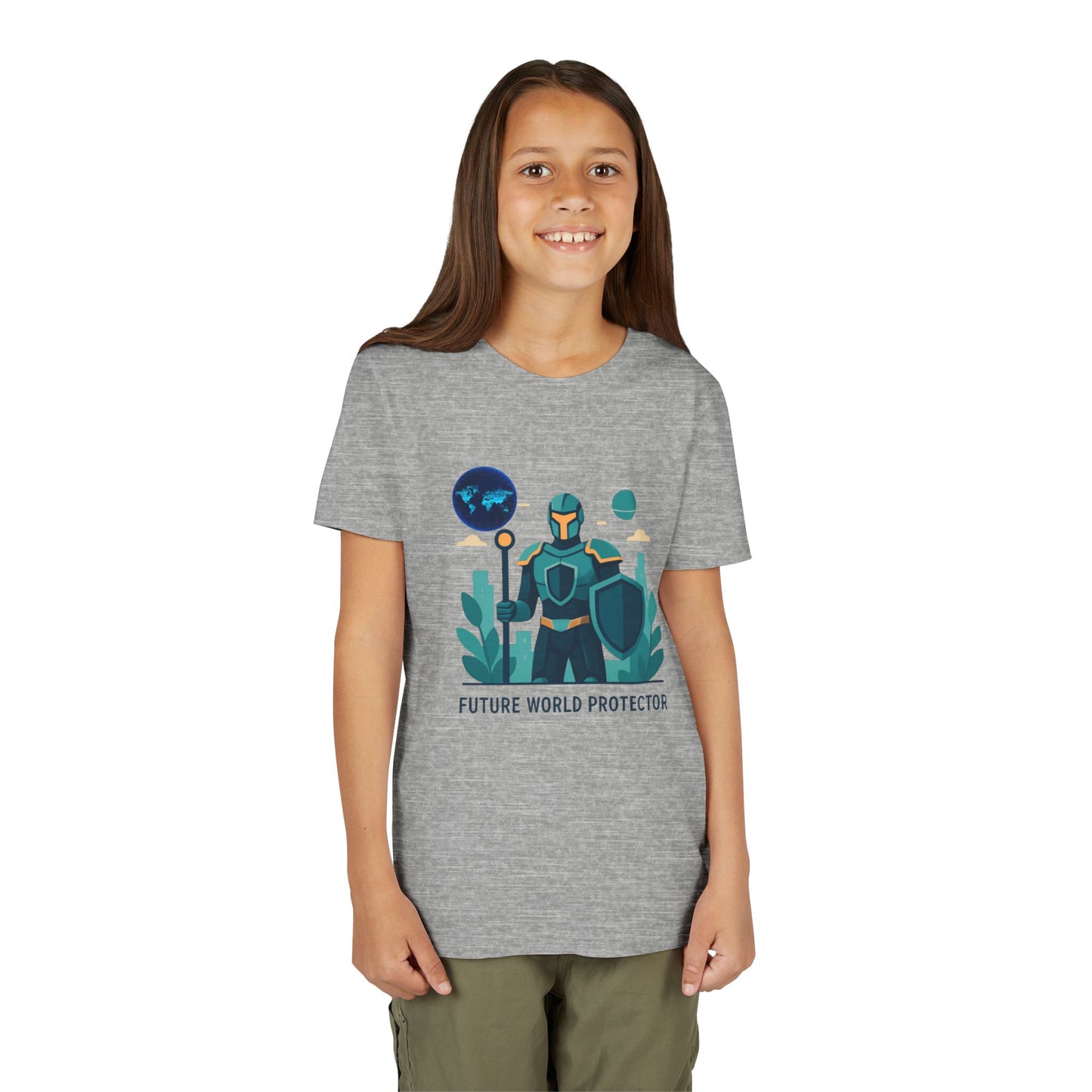 Youth Tee — "Future World Protector" Space Knight Graphic Shirt